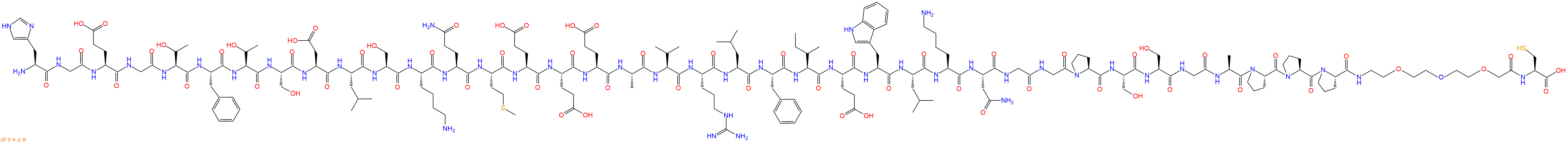 专肽生物产品His-Gly-Glu-Gly-Thr-Phe-Thr-Ser-Asp-Leu-Ser-Lys-Gln-Met-Glu-Glu-Glu-Ala-Val-Arg-Leu-Phe-Ile-Glu-Trp-Leu-Lys-Asn-Gly-Gly-Pro-Ser-Ser-Gly-Ala-Pro-Pro-Pro-PEG3-Cys