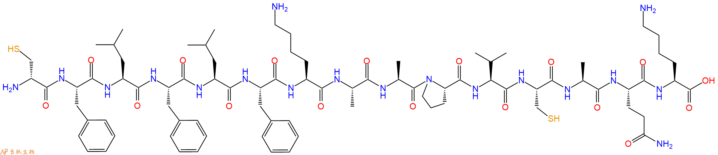 专肽生物产品H2N-DCys-Phe-Leu-Phe-Leu-Phe-Lys-Ala-Ala-Pro-Val-Cys-Ala-Gln-Lys-OH