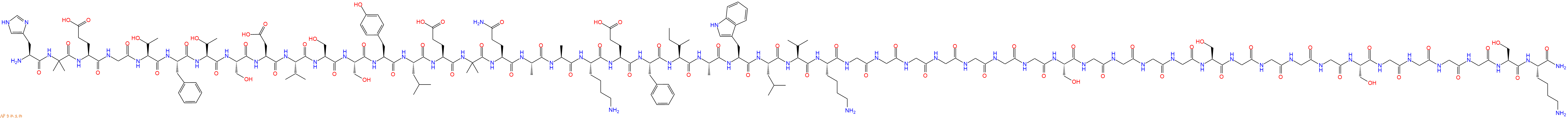 专肽生物产品H2N-His-Aib-Glu-Gly-Thr-Phe-Thr-Ser-Asp-Val-Ser-Ser-Tyr-Leu-Glu-Aib-Gln-Ala-Ala-Lys-Glu-Phe-Ile-Ala-Trp-Leu-Val-Lys-Gly-Gly-Gly-Gly-Gly-Gly-Gly-Ser-Gly-Gly-Gly-Gly-Ser-Gly-Gly-Gly-Gly-Ser-Gly-Gly-Gly-Gly-Ser-Lys-NH2