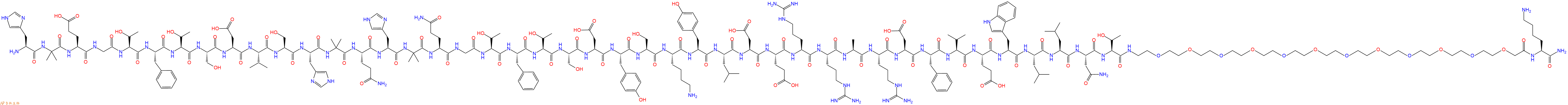 专肽生物产品His-Aib-Glu-Gly-Thr-Phe-Thr-Ser-Asp-Val-Ser-His-Aib-Gln-His-Aib-Gln-Gly-Thr-Phe-Thr-Ser-Asp-Tyr-Ser-Lys-Tyr-Leu-Asp-Glu-Arg-Arg-Ala-Arg-Asp-Phe-Val-Glu-Trp-Leu-Leu-Asn-Thr-PEG12-Lys-NH2