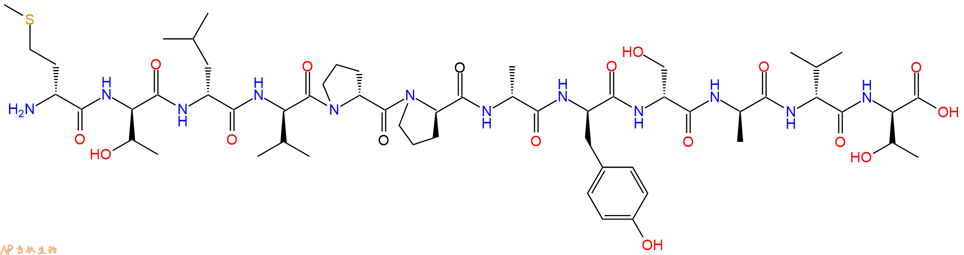 专肽生物产品H2N-DMet-DThr-DLeu-DVal-DPro-DPro-DAla-DTyr-DSer-DAla-DVal-DThr-OH