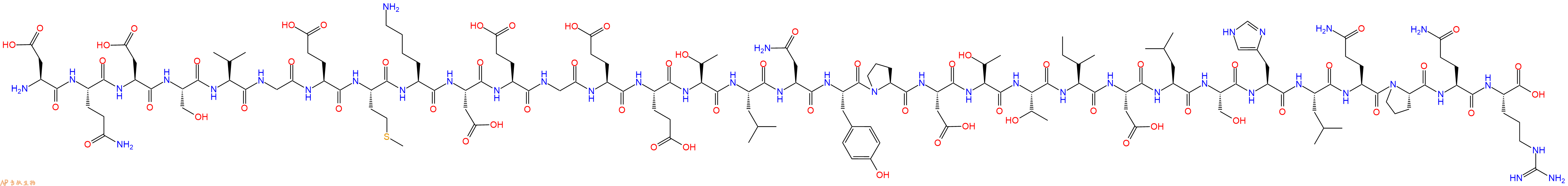 专肽生物产品H2N-Asp-Gln-Asp-Ser-Val-Gly-Glu-Met-Lys-Asp-Glu-Gly-Glu-Glu-Thr-Leu-Asn-Tyr-Pro-Asp-Thr-Thr-Ile-Asp-Leu-Ser-His-Leu-Gln-Pro-Gln-Arg-OH