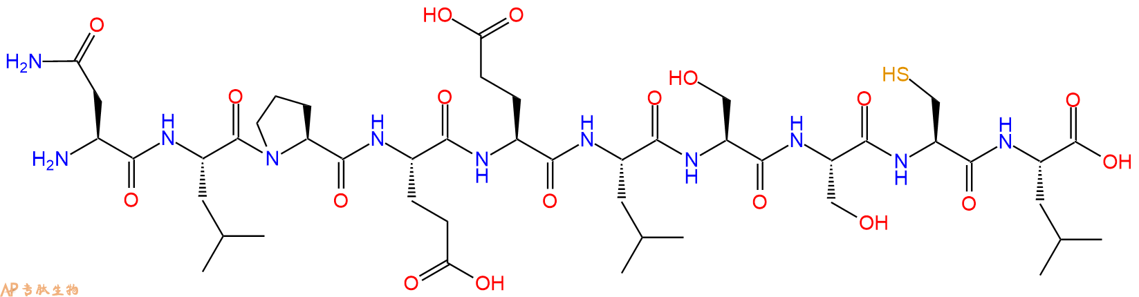 专肽生物产品H2N-Asn-Leu-Pro-Glu-Glu-Leu-Ser-Ser-Cys-Leu-OH