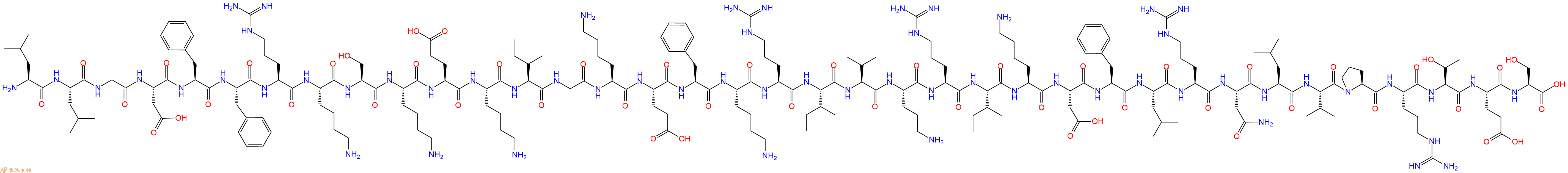 专肽生物产品H2N-Leu-Leu-Gly-Asp-Phe-Phe-Arg-Lys-Ser-Lys-Glu-Lys-Ile-Gly-Lys-Glu-Phe-Lys-Arg-Ile-Val-Orn-Arg-Ile-Lys-Asp-Phe-Leu-Arg-Asn-Leu-Val-Pro-Arg-Thr-Glu-Ser-OH