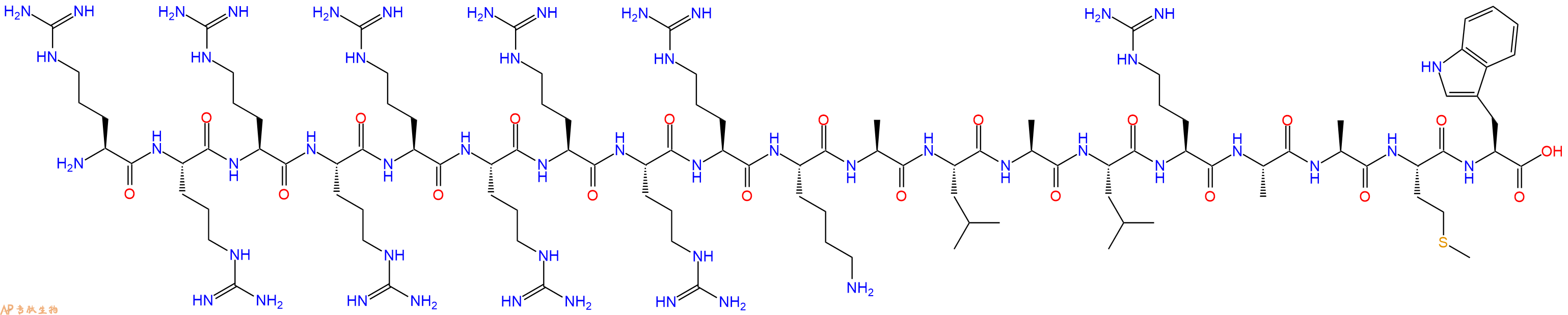 专肽生物产品H2N-Arg-Arg-Arg-Arg-Arg-Arg-Arg-Arg-Arg-Lys-Ala-Leu-Ala-Leu-Arg-Ala-Ala-Met-Trp-OH