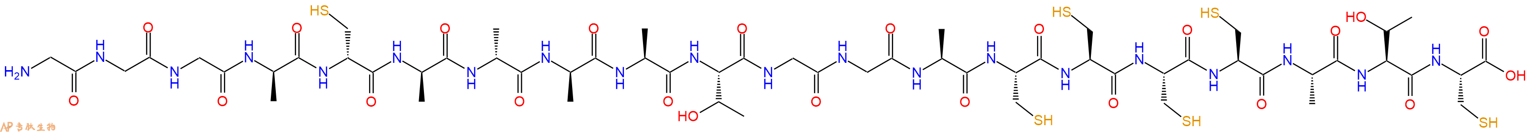 专肽生物产品H2N-Gly-Gly-Gly-DAla-DCys-DAla-DAla-DAla-Ala-Thr-Gly-Gly-Ala-Cys-Cys-Cys-Cys-Ala-Thr-Cys-OH