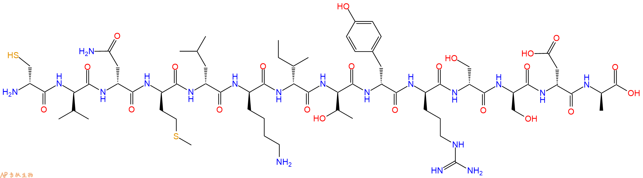 专肽生物产品H2N-DCys-DVal-DAsn-DMet-DLeu-DLys-DIle-DThr-DTyr-DArg-DSer-DSer-DAsp-DAla-OH