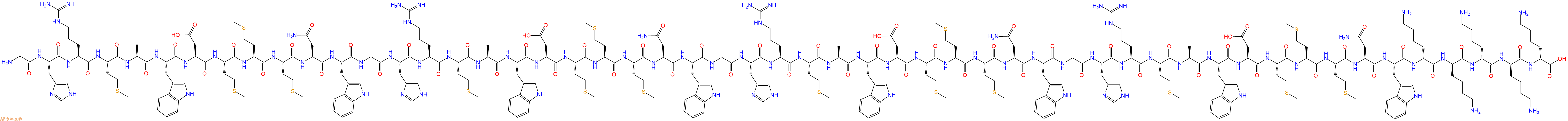 专肽生物产品H2N-Gly-His-Arg-Met-Ala-Trp-Asp-Met-Met-Met-Asn-Trp-Gly-His-Arg-Met-Ala-Trp-Asp-Met-Met-Met-Asn-Trp-Gly-His-Arg-Met-Ala-Trp-Asp-Met-Met-Met-Asn-Trp-Gly-His-Arg-Met-Ala-Trp-Asp-Met-Met-Met-Asn-Trp-DLys-DLys-DLys-DLys-DLys-OH