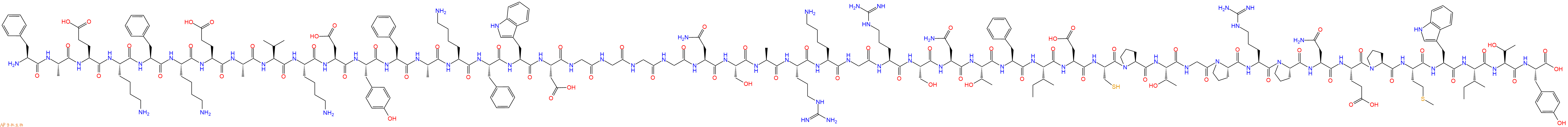 专肽生物产品H2N-Phe-Ala-Glu-Lys-Phe-Lys-Glu-Ala-Val-Lys-Asp-Tyr-Phe-Ala-Lys-Phe-Trp-Asp-Gly-Gly-Gly-Gly-Asn-Ser-Ala-Arg-Lys-Gly-Arg-Ser-Asn-Thr-Phe-Ile-Asp-Cys-Pro-Thr-Gly-Pro-Arg-Pro-Asn-Glu-Pro-Met-Trp-Ile-Thr-Tyr-OH