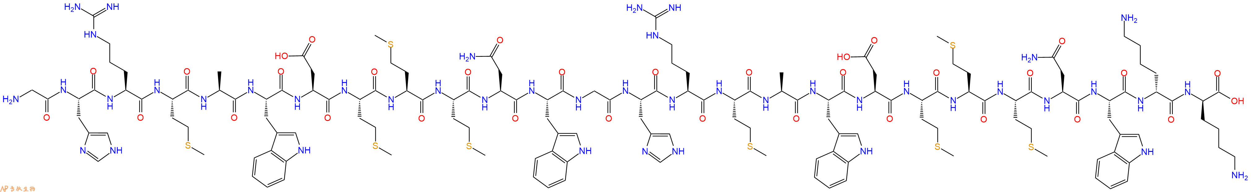 专肽生物产品H2N-Gly-His-Arg-Met-Ala-Trp-Asp-Met-Met-Met-Asn-Trp-Gly-His-Arg-Met-Ala-Trp-Asp-Met-Met-Met-Asn-Trp-DLys-DLys-OH