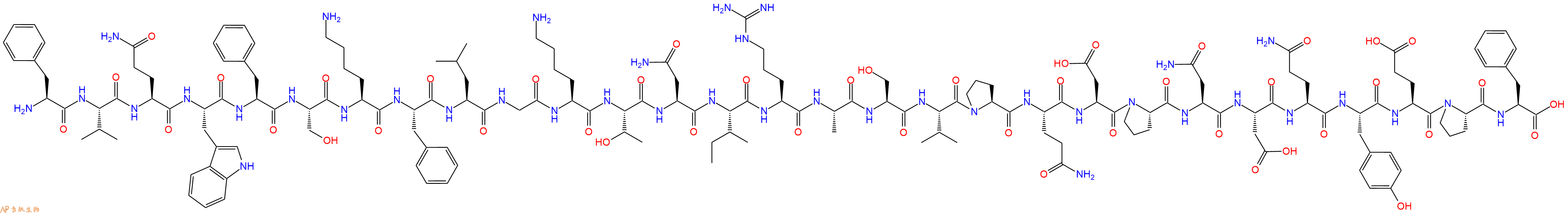专肽生物产品H2N-Phe-Val-Gln-Trp-Phe-Ser-Lys-Phe-Leu-Gly-Lys-Thr-Asn-Ile-Arg-Ala-Ser-Val-Pro-Gln-Asp-Pro-Asn-Asp-Gln-Tyr-Glu-Pro-Phe-OH