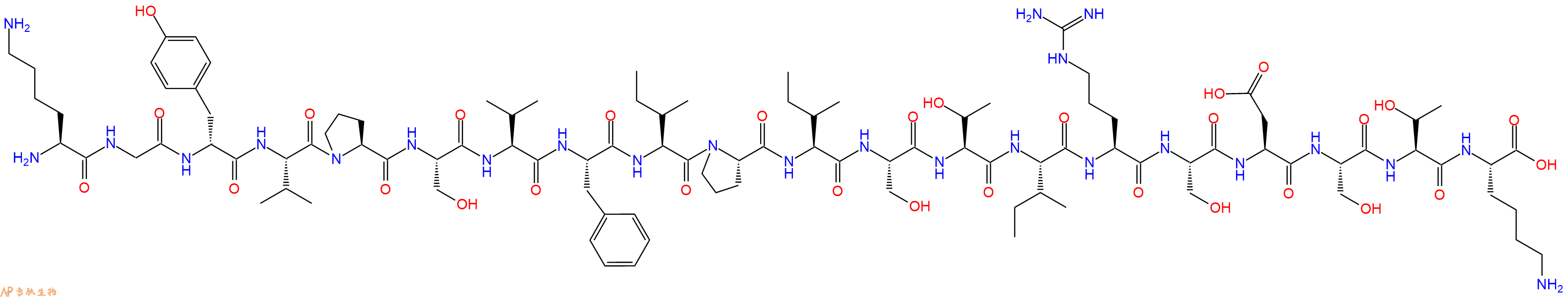 专肽生物产品H2N-Lys-Gly-DTyr-Val-Pro-Ser-Val-Phe-Ile-Pro-Ile-Ser-Thr-Ile-Arg-Ser-Asp-Ser-Thr-Lys-OH