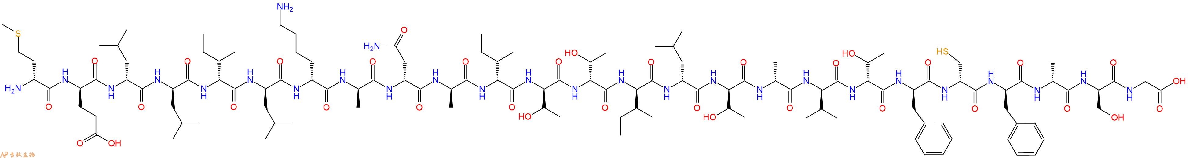 专肽生物产品H2N-DMet-DGlu-DLeu-DLeu-DIle-DLeu-DLys-DAla-DAsn-DAla-DIle-DThr-DThr-DIle-DLeu-DThr-DAla-DVal-DThr-DPhe-DCys-DPhe-DAla-DSer-Gly-OH