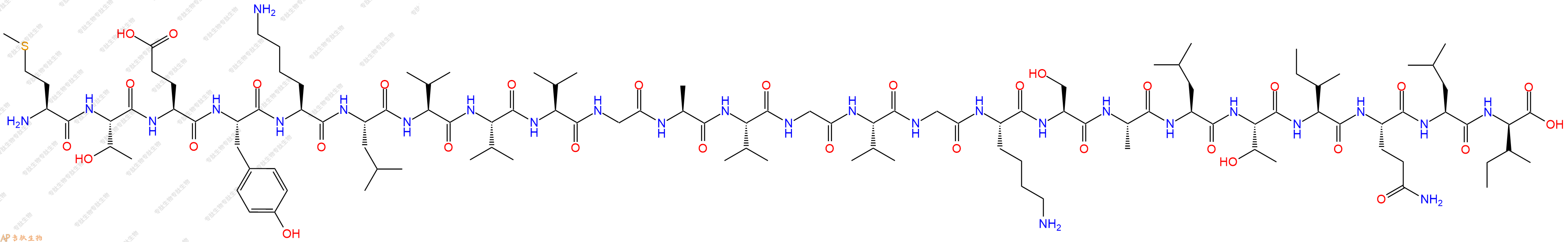 专肽生物产品H2N-Met-Thr-Glu-Tyr-Lys-Leu-Val-Val-Val-Gly-Ala-Val-Gly-Val-Gly-Lys-Ser-Ala-Leu-Thr-Ile-Gln-Leu-DIle-OH