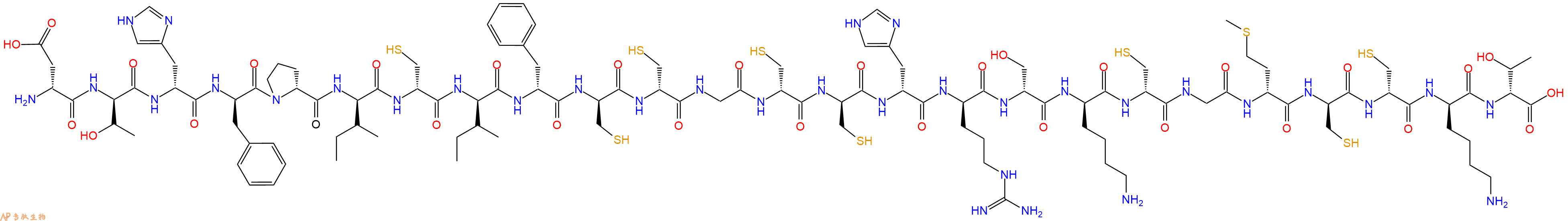 专肽生物产品H2N-DAsp-DThr-DHis-DPhe-DPro-DIle-DCys-DIle-DPhe-DCys-DCys-Gly-DCys-DCys-DHis-DArg-DSer-DLys-DCys-Gly-DMet-DCys-DCys-DLys-DThr-OH