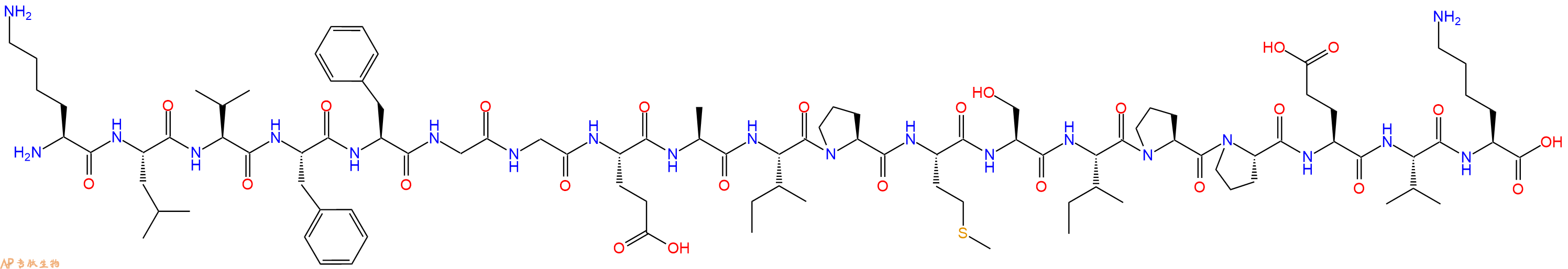 专肽生物产品H2N-Lys-Leu-Val-Phe-Phe-Gly-Gly-Glu-Ala-Ile-Pro-Met-Ser-Ile-Pro-Pro-Glu-Val-Lys-OH