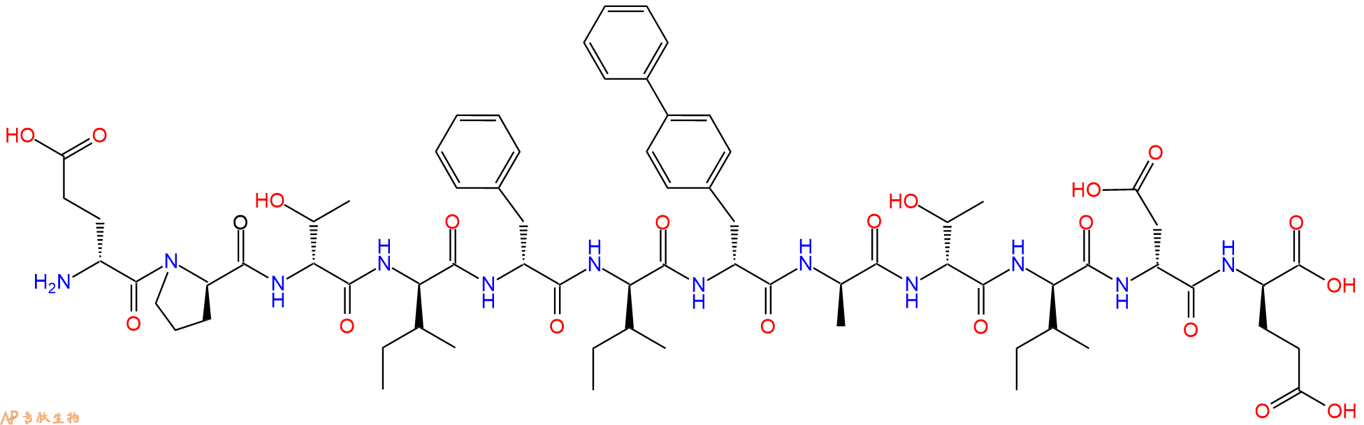 专肽生物产品H2N-DGlu-DPro-DThr-DIle-DPhe-DIle-DBip-DAla-DThr-DIle-DAsp-DGlu-OH