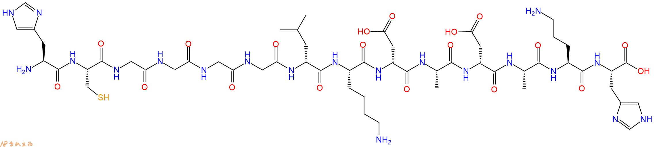 专肽生物产品H2N-His-Cys-Gly-Gly-Gly-Gly-DLeu-Lys-DAsp-Ala-DAsp-Ala-Orn-His-OH