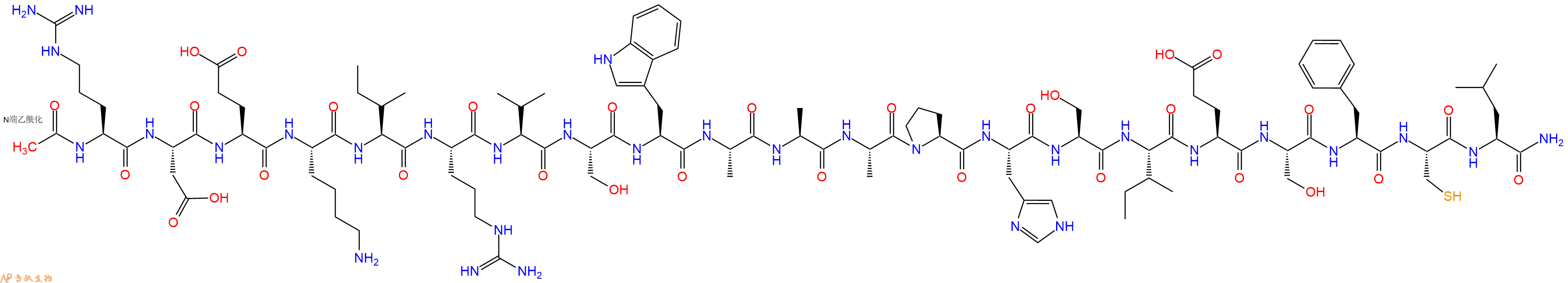 专肽生物产品Ac-Arg-Asp-Glu-Lys-Ile-Arg-Val-Ser-Trp-Ala-Ala-Ala-Pro-His-Ser-Ile-Glu-Ser-Phe-Cys-Leu-NH2