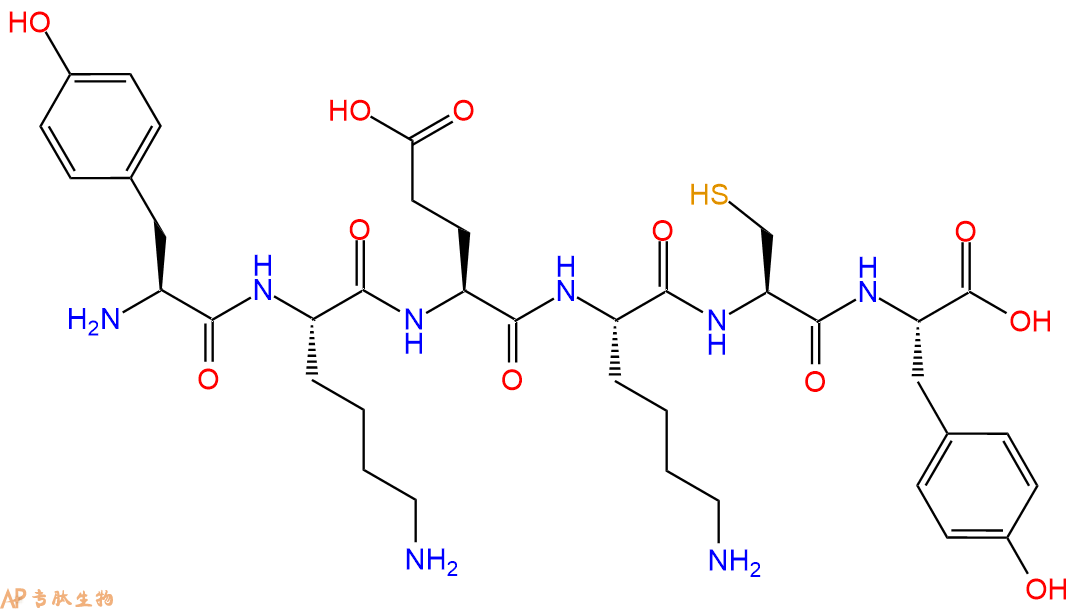 专肽生物产品H2N-Tyr-Lys-Glu-Lys-Cys-Tyr-OH