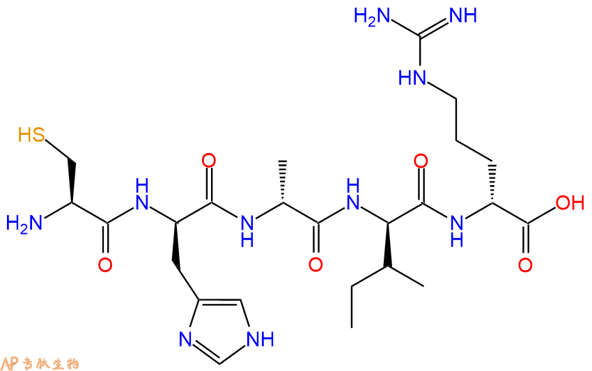 专肽生物产品H2N-Cys-DHis-DAla-DIle-DArg-OH