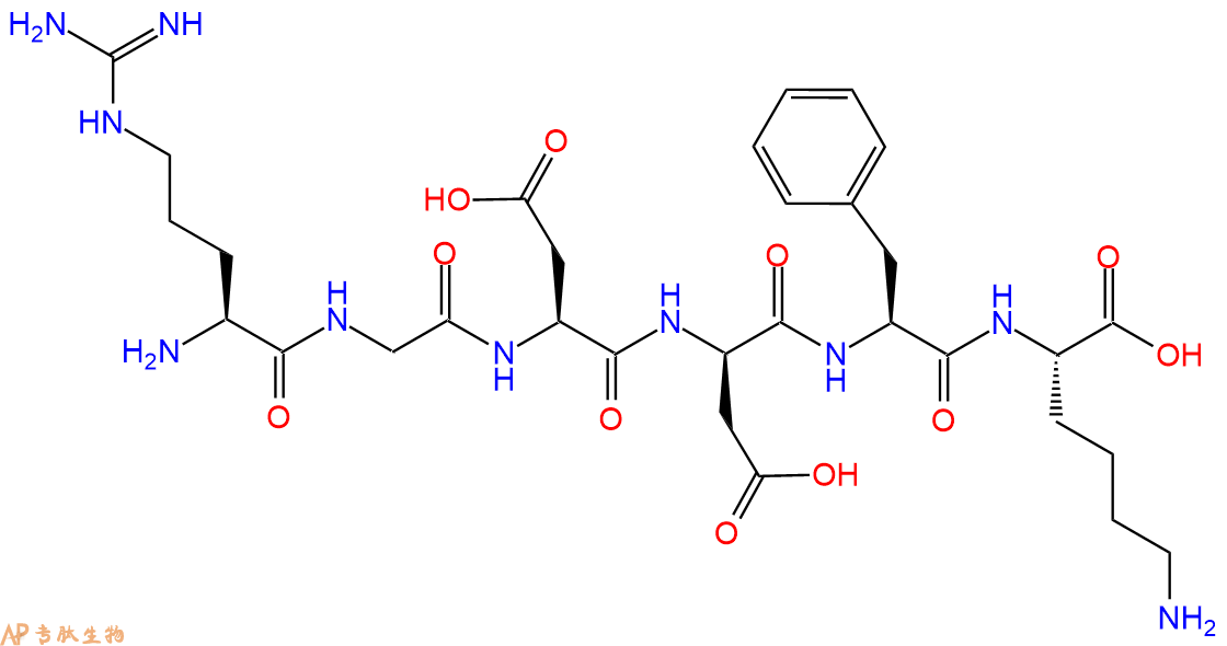 专肽生物产品H2N-Arg-Gly-Asp-DAsp-Phe-Lys-OH