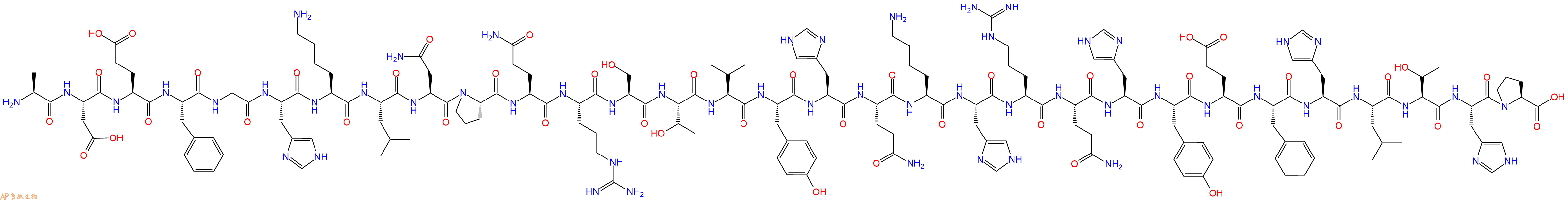 专肽生物产品H2N-Ala-Asp-Glu-Phe-Gly-His-Lys-Leu-Asn-Pro-Gln-Arg-Ser-Thr-Val-Tyr-His-Gln-Lys-His-Arg-Gln-His-Tyr-Glu-Phe-His-Leu-Thr-His-Pro-OH