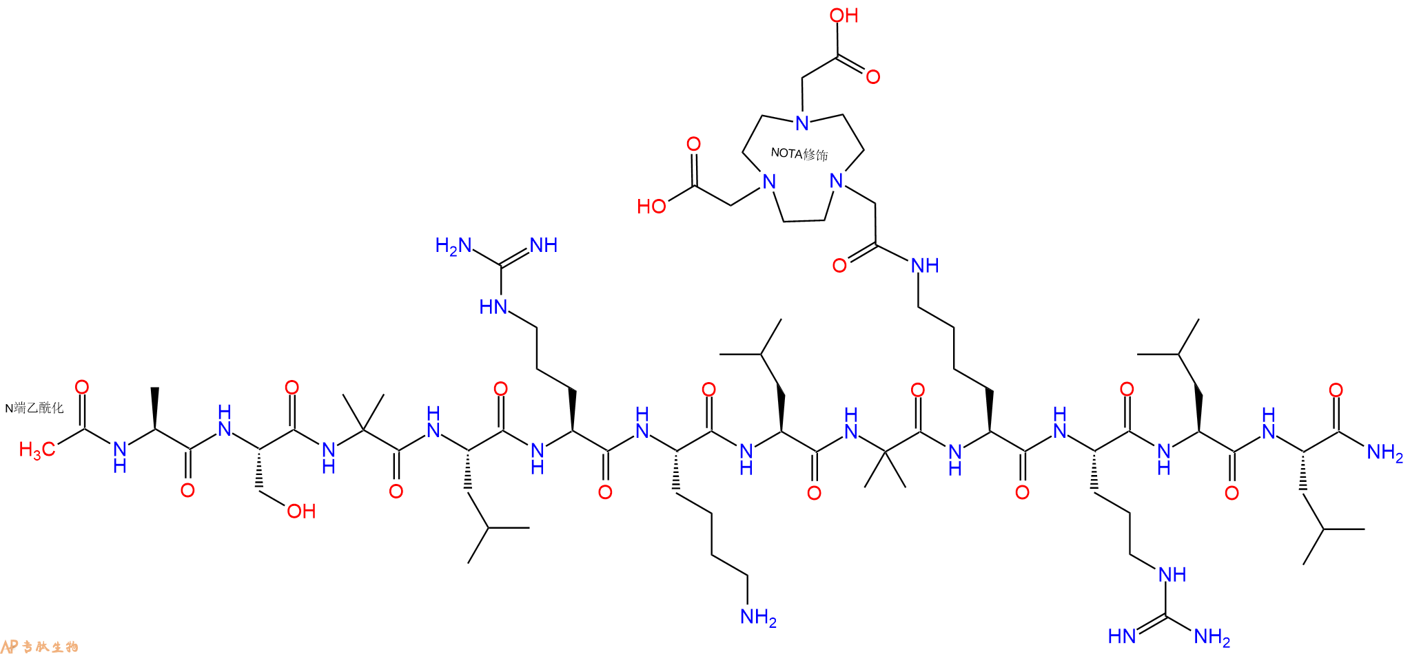 专肽生物产品Ac-Ala-Ser-Aib-Leu-Arg-Lys-Leu-Aib-Lys(NOTA)-Arg-Leu-Leu-NH2