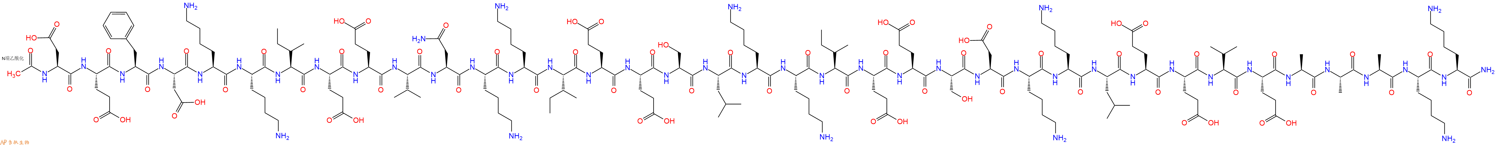 专肽生物产品Ac-Asp-Glu-Phe-Asp-Lys-Lys-Ile-Glu-Glu-Val-Asn-Lys-Lys-Ile-Glu-Glu-Ser-Leu-Lys-Lys-Ile-Glu-Glu-Ser-Asp-Lys-Lys-Leu-Glu-Glu-Val-Glu-Ala-Ala-Ala-Lys-Lys-NH2
