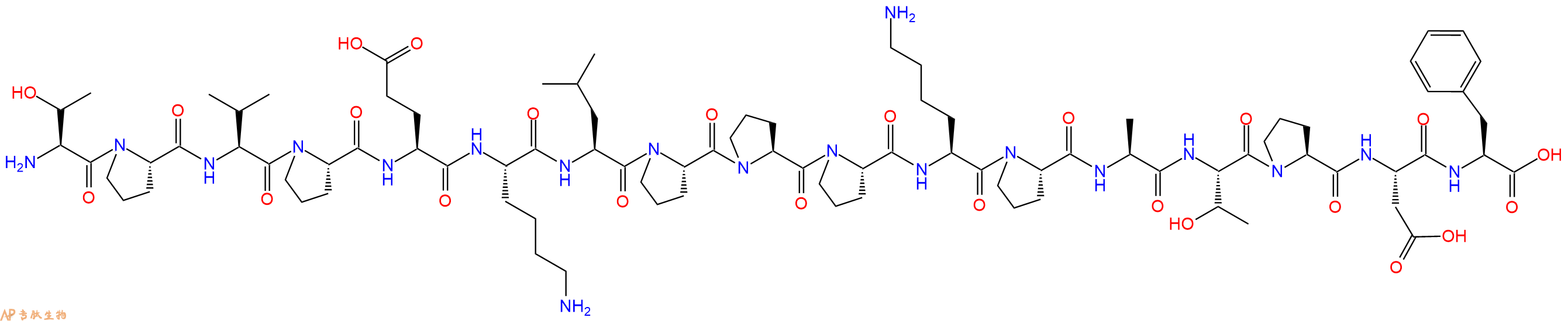 专肽生物产品H2N-Thr-Pro-Val-Pro-Glu-Lys-Leu-Pro-Pro-Pro-Lys-Pro-Ala-Thr-Pro-Asp-Phe-OH