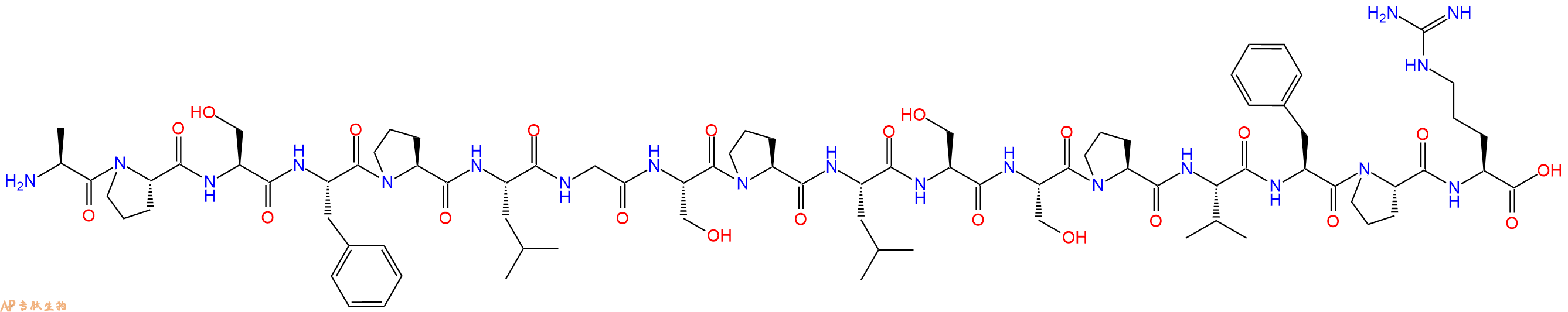 专肽生物产品H2N-Ala-Pro-Ser-Phe-Pro-Leu-Gly-Ser-Pro-Leu-Ser-Ser-Pro-Val-Phe-Pro-Arg-OH