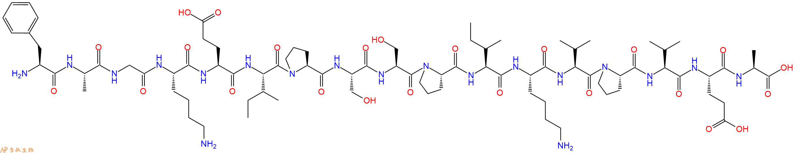 专肽生物产品H2N-Phe-Ala-Gly-Lys-Glu-Ile-Pro-Ser-Ser-Pro-Ile-Lys-Val-Pro-Val-Glu-Ala-OH