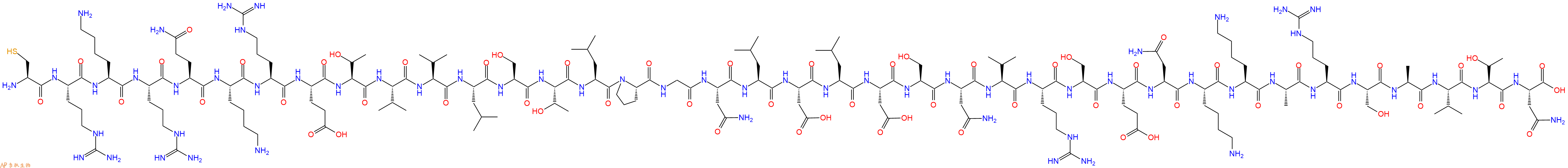 专肽生物产品H2N-Cys-Arg-Lys-Arg-Gln-Lys-Arg-Glu-Thr-Val-Val-Leu-Ser-Thr-Leu-Pro-Gly-Asn-Leu-Asp-Leu-Asp-Ser-Asn-Val-Arg-Ser-Glu-Asn-Lys-Lys-Ala-Arg-Ser-Ala-Val-Thr-Asn-OH