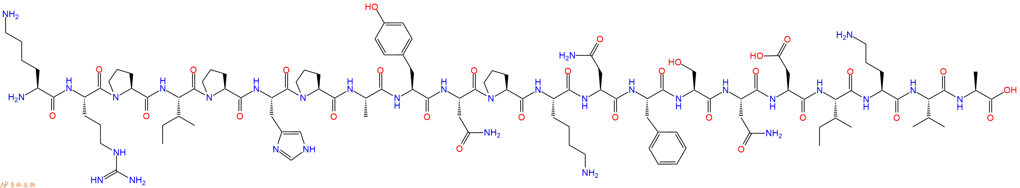 专肽生物产品H2N-Lys-Arg-Pro-Ile-Pro-His-Pro-Ala-Tyr-Asn-Pro-Lys-Asn-Phe-Ser-Asn-Asp-Ile-Orn-Val-Ala-OH