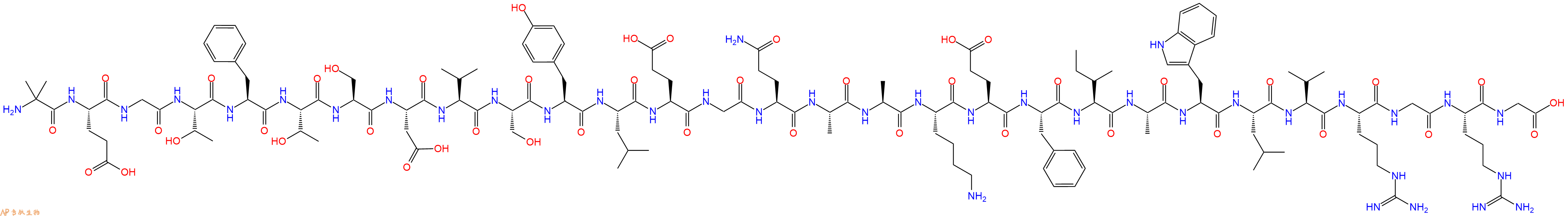 专肽生物产品H2N-Aib-Glu-Gly-Thr-Phe-Thr-Ser-Asp-Val-Ser-Tyr-Leu-Glu-Gly-Gln-Ala-Ala-Lys-Glu-Phe-Ile-Ala-Trp-Leu-Val-Arg-Gly-Arg-Gly-OH