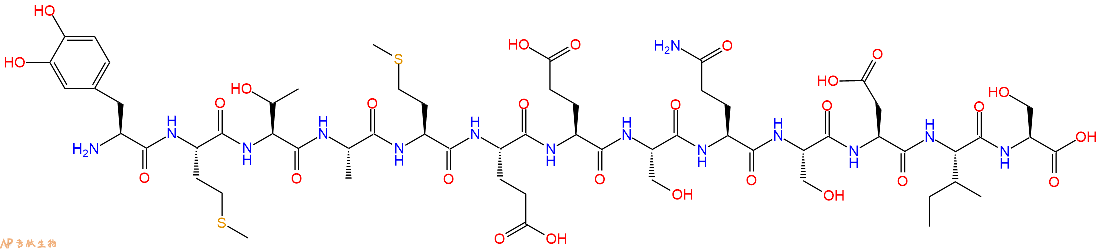 专肽生物产品H2N-DOPA-Met-Thr-Ala-Met-Glu-Glu-Ser-Gln-Ser-Asp-Ile-Ser-OH