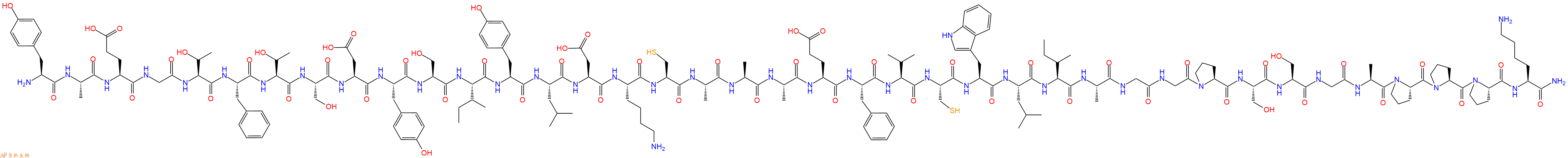专肽生物产品H2N-Tyr-Ala-Glu-Gly-Thr-Phe-Thr-Ser-Asp-Tyr-Ser-Ile-Tyr-Leu-Asp-Lys-Cys-Ala-Ala-Ala-Glu-Phe-Val-Cys-Trp-Leu-Ile-Ala-Gly-Gly-Pro-Ser-Ser-Gly-Ala-Pro-Pro-Pro-Lys-NH2