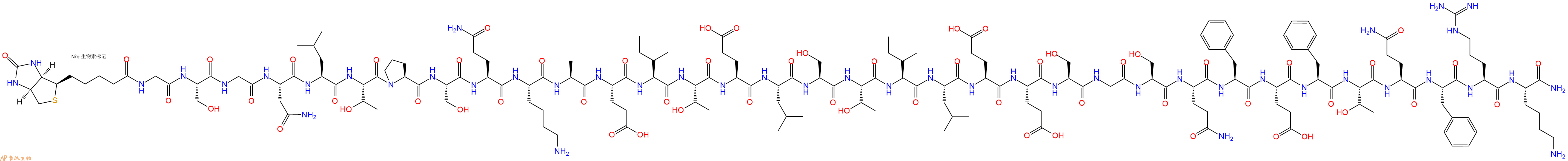 专肽生物产品Biotinyl-Gly-Ser-Gly-Asn-Leu-Thr-Pro-Ser-Gln-Lys-Ala-Glu-Ile-Thr-Glu-Leu-Ser-Thr-Ile-Leu-Glu-Glu-Ser-Gly-Ser-Gln-Phe-Glu-Phe-Thr-Gln-Phe-Arg-Lys-NH2