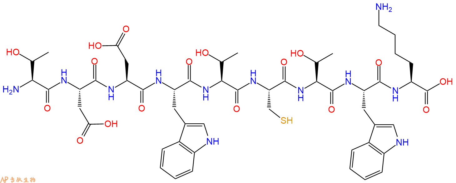 专肽生物产品H2N-Thr-Asp-Asp-Trp-Thr-Cys-Thr-Trp-Lys-OH