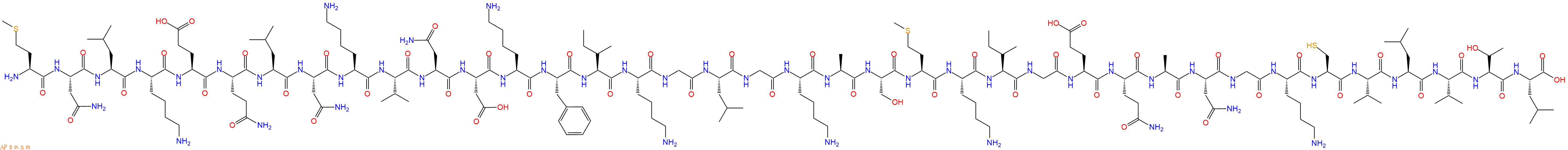 专肽生物产品H2N-Met-Asn-Leu-Lys-Glu-Gln-Leu-Asn-Lys-Val-Asn-Asp-Lys-Phe-Ile-Lys-Gly-Leu-Gly-Lys-Ala-Ser-Met-Lys-Ile-Gly-Glu-Gln-Ala-Asn-Gly-Lys-Cys-Val-Leu-Val-Thr-Leu-OH