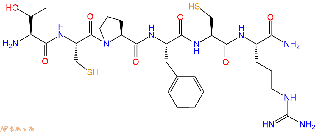 专肽生物产品H2N-Thr-Cys-Pro-Phe-Cys-Arg-NH2
