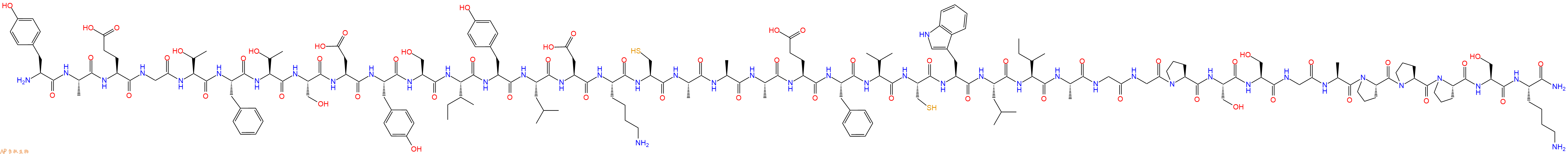 专肽生物产品H2N-Tyr-Ala-Glu-Gly-Thr-Phe-Thr-Ser-Asp-Tyr-Ser-Ile-Tyr-Leu-Asp-Lys-Cys-Ala-Ala-Ala-Glu-Phe-Val-Cys-Trp-Leu-Ile-Ala-Gly-Gly-Pro-Ser-Ser-Gly-Ala-Pro-Pro-Pro-Ser-Lys-NH2