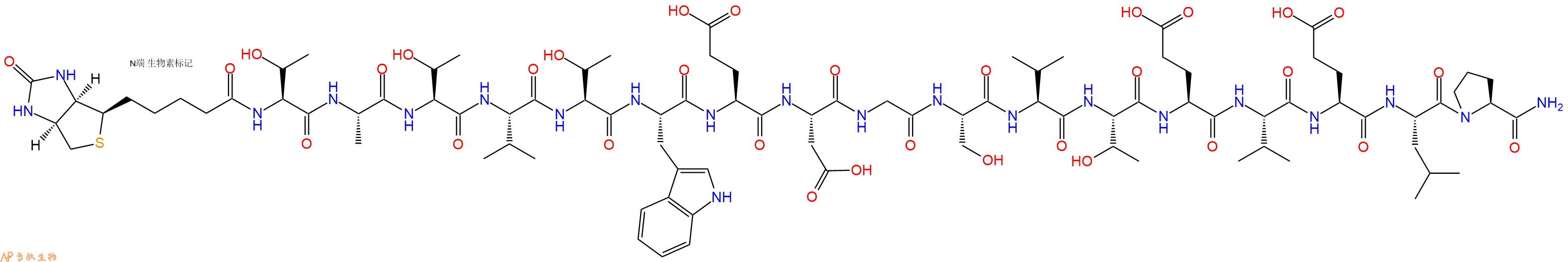 专肽生物产品Biotinyl-Thr-Ala-Thr-Val-Thr-Trp-Glu-Asp-Gly-Ser-Val-Thr-Glu-Val-Glu-Leu-Pro-NH2