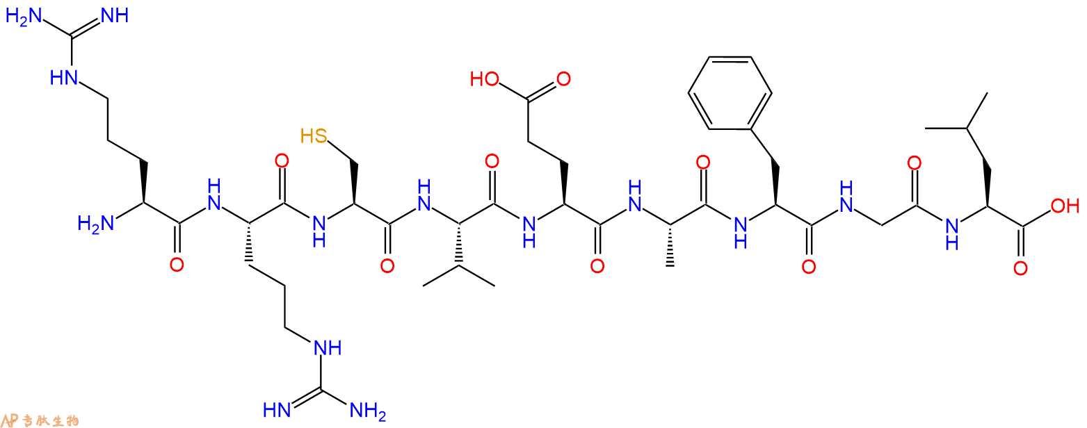 专肽生物产品H2N-Arg-Arg-Cys-Val-Glu-Ala-Phe-Gly-Leu-OH