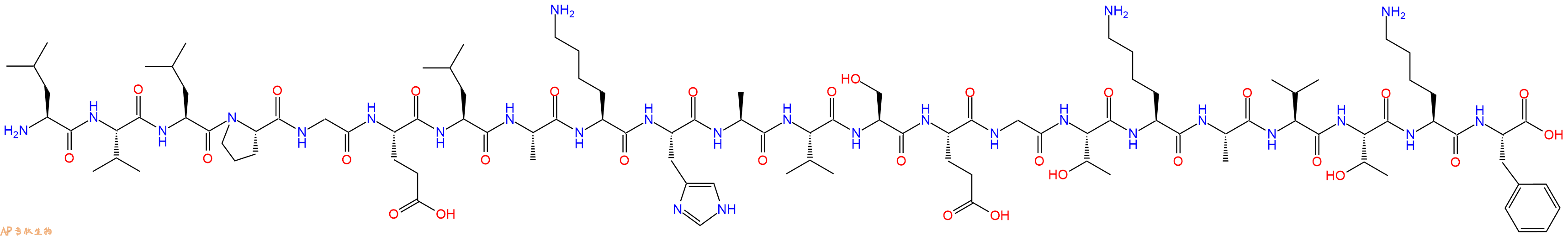 专肽生物产品H2N-Leu-Val-Leu-Pro-Gly-Glu-Leu-Ala-Lys-His-Ala-Val-Ser-Glu-Gly-Thr-Lys-Ala-Val-Thr-Lys-Phe-OH