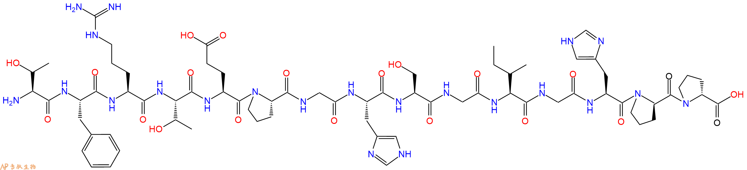 专肽生物产品H2N-Thr-Phe-Arg-Thr-Glu-Pro-Gly-His-Ser-Gly-Ile-Gly-His-DPro-DPro-OH