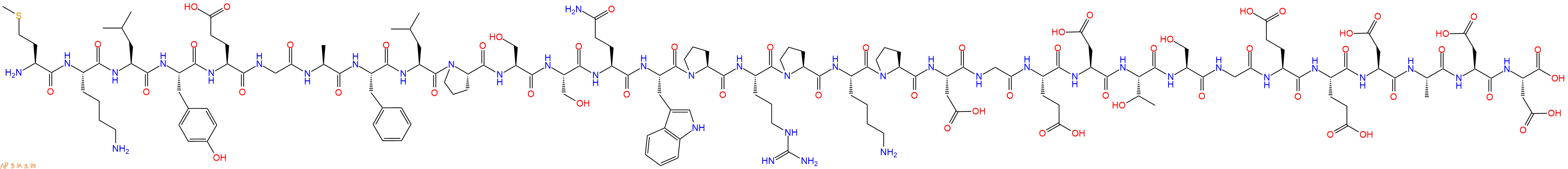 专肽生物产品H2N-Met-Lys-Leu-Tyr-Glu-Gly-Ala-Phe-Leu-Pro-Ser-Ser-Gln-Trp-Pro-Arg-Pro-Lys-Pro-Asp-Gly-Glu-Asp-Thr-Ser-Gly-Glu-Glu-Asp-Ala-Asp-Asp-OH