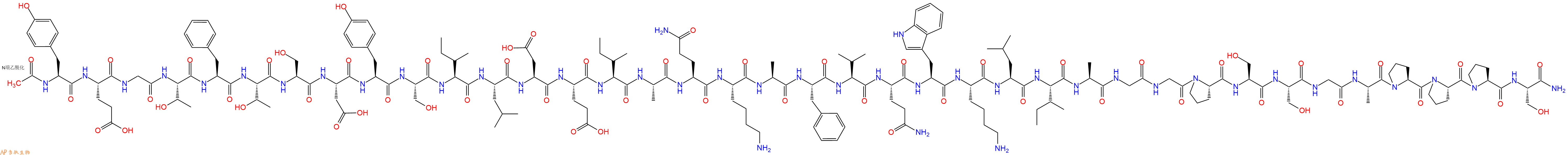 专肽生物产品Ac-Tyr-Glu-Gly-Thr-Phe-Thr-Ser-Asp-Tyr-Ser-Ile-Leu-Asp-Glu-Ile-Ala-Gln-Lys-Ala-Phe-Val-Gln-Trp-Lys-Leu-Ile-Ala-Gly-Gly-Pro-Ser-Ser-Gly-Ala-Pro-Pro-Pro-Ser-NH2
