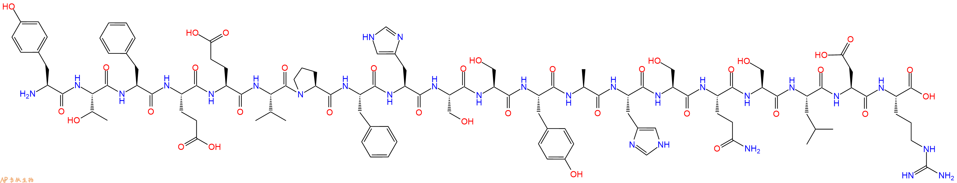专肽生物产品H2N-Tyr-Thr-Phe-Glu-Glu-Val-Pro-Phe-His-Ser-Ser-Tyr-Ala-His-Ser-Gln-Ser-Leu-Asp-Arg-OH