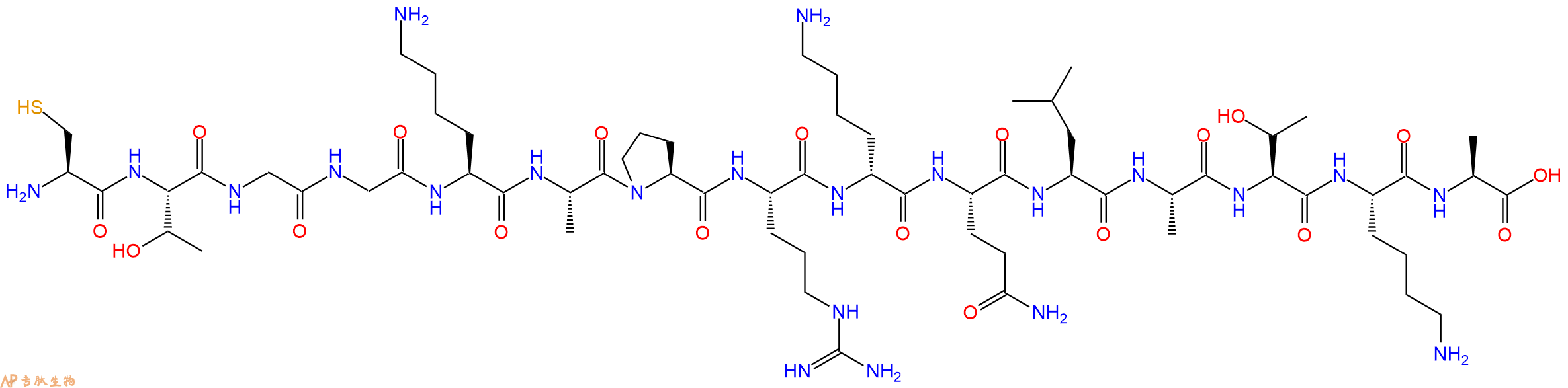 专肽生物产品H2N-Cys-Thr-Gly-Gly-Lys-Ala-Pro-Arg-DLys-Gln-Leu-Ala-Thr-Lys-Ala-OH